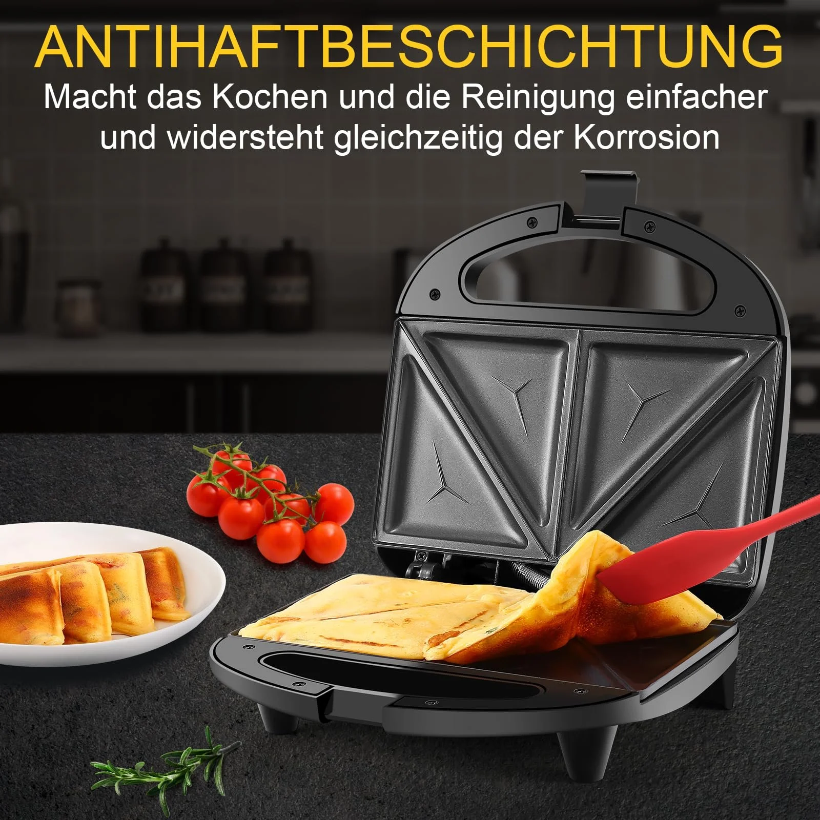 Сэндвичница YASHE для 2 сэндвичей, 2-слойное антипригарное покрытие, Быстрый нагрев, фото №5