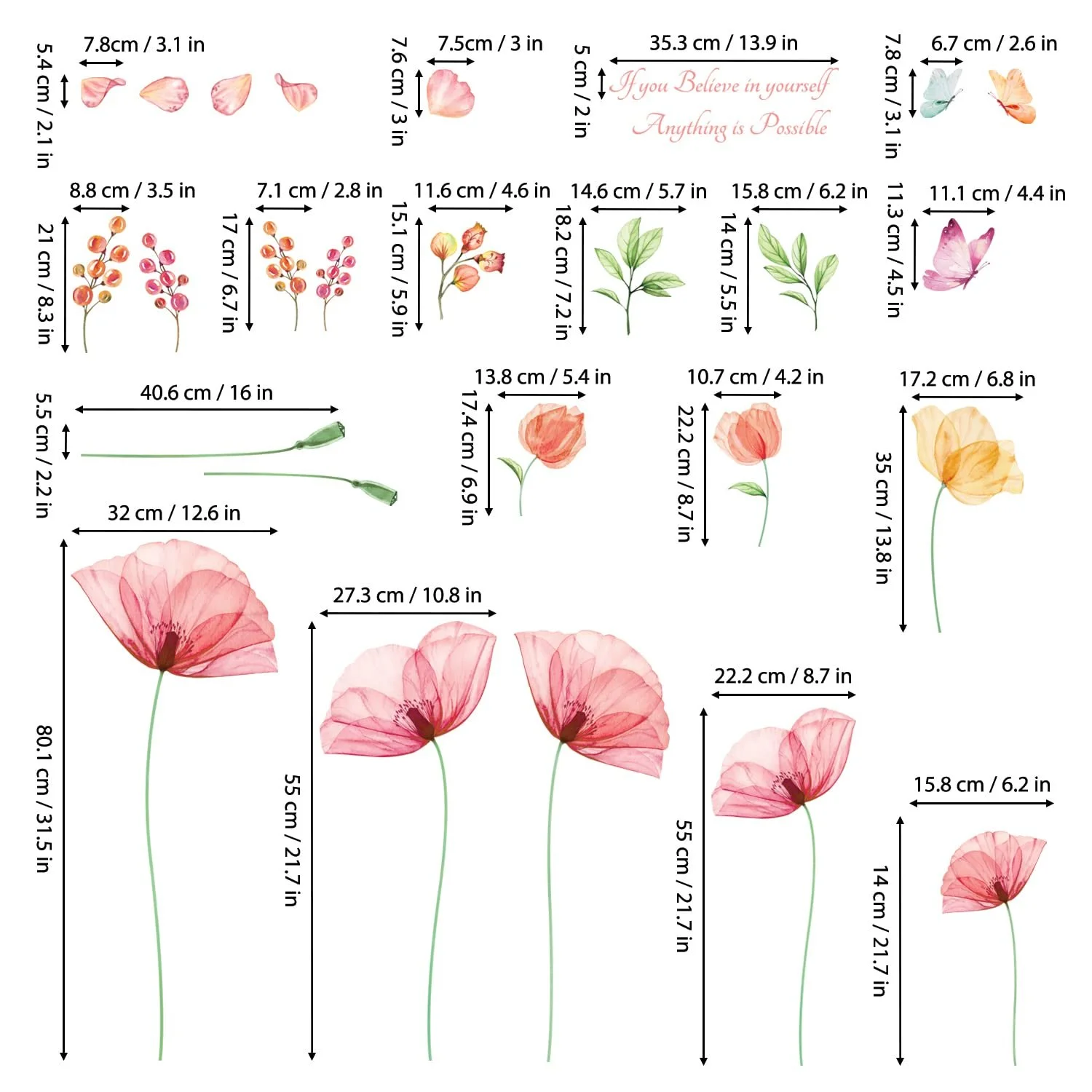 Наклейка на стіну DECOWALL SG-2206 X-Ray Flowers Світло-рожева, фото №6