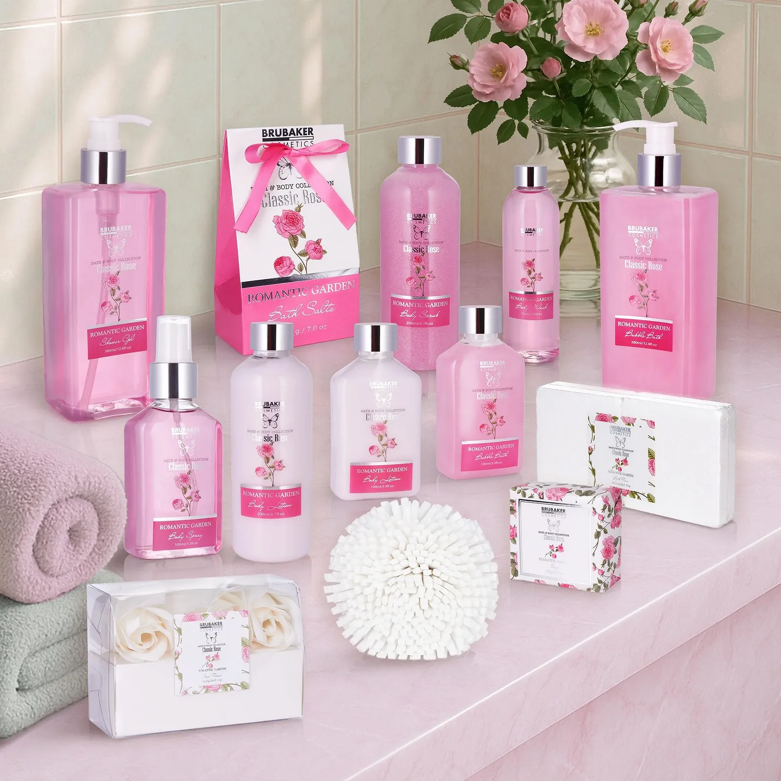 Набір для ванни та душу BRUBAKER Cosmetics Аромат троянди - Подарунковий набір краси з 17 предметів, фото №1