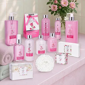 Набір для ванни та душу BRUBAKER Cosmetics Аромат троянди - Подарунковий набір краси з 17 предметів - Фото 1