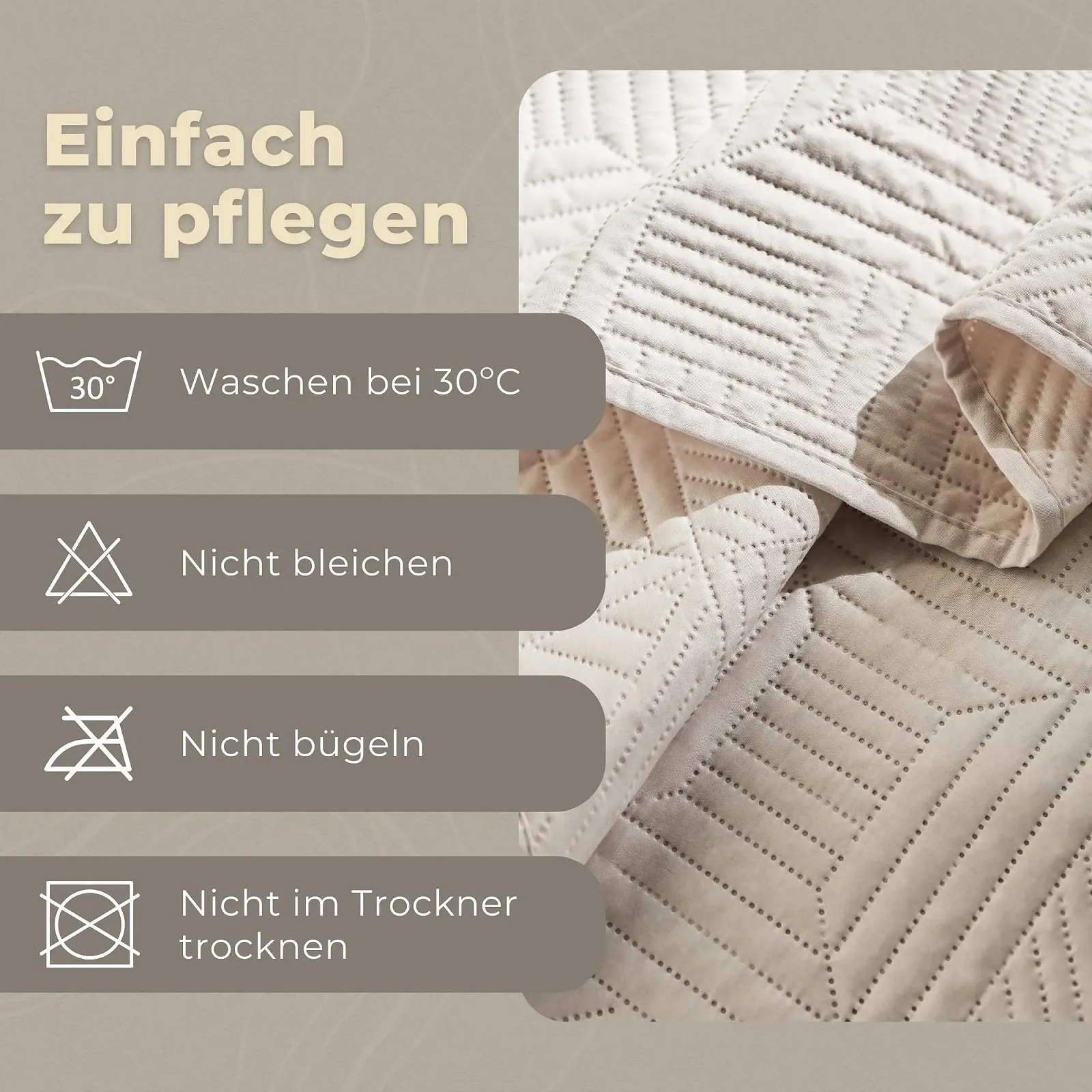 Покрывало ESSEX 170 x 210 см Бежевый, фото №3