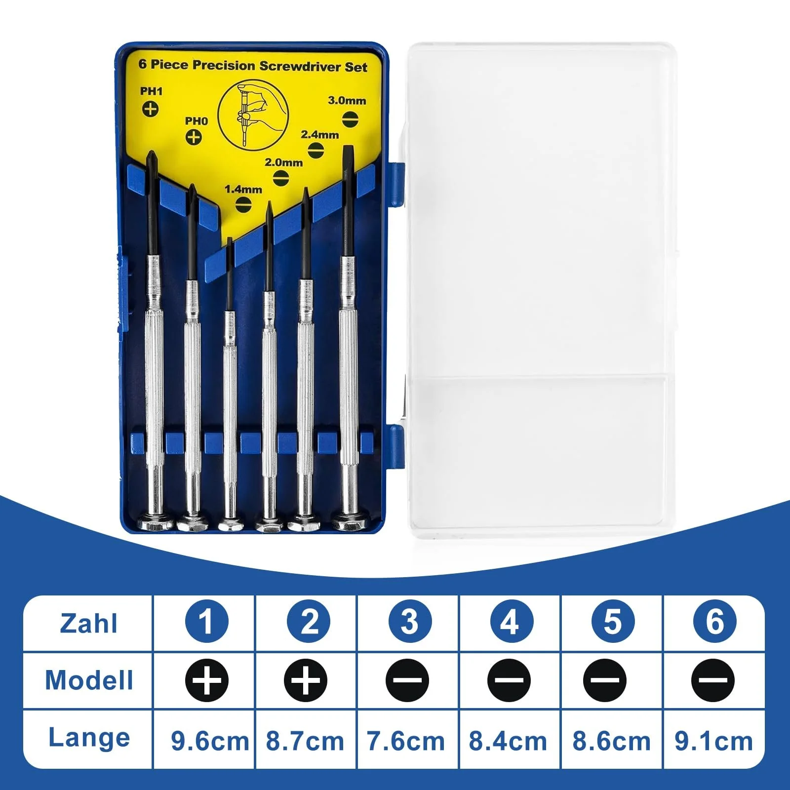 Набір викруток для окулярів 6 в 1 прецизійний для ремонту годинників та електроніки, фото №2