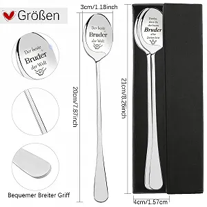 Ложка для кави, Brother, З гравіюванням "Найкращий брат у світі", Паковання з 2 штук synthetic.ua - Фото 1