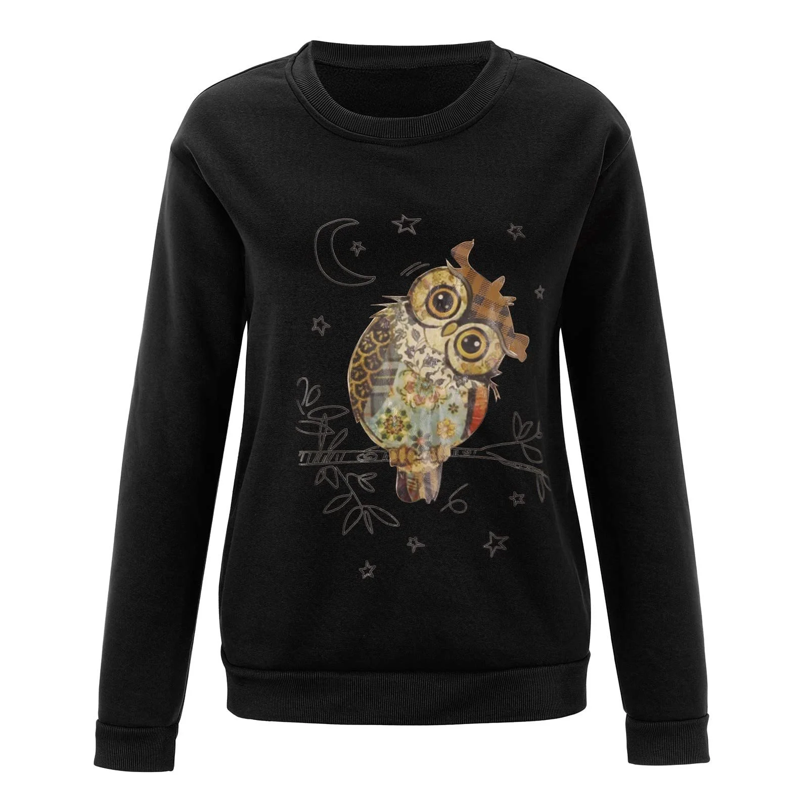 Женский Свитшот Оверсайз Длинный Рукав С Животным 3D Принтом Совы, Женский Спортивный Джемпер с Мотивом Совы, Круглый Вырез Горловины без Капюшона, Теплый Свитер с Длинным Рукавом и Узором Совы, фото №3