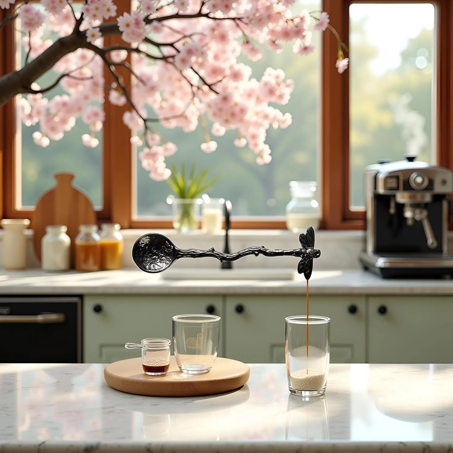 Ложка чайна Gun Black Retro Dragonfly з нержавіючої сталі для кави, чаю, десертів та тортів з довгою ручкою, антична, фото №5