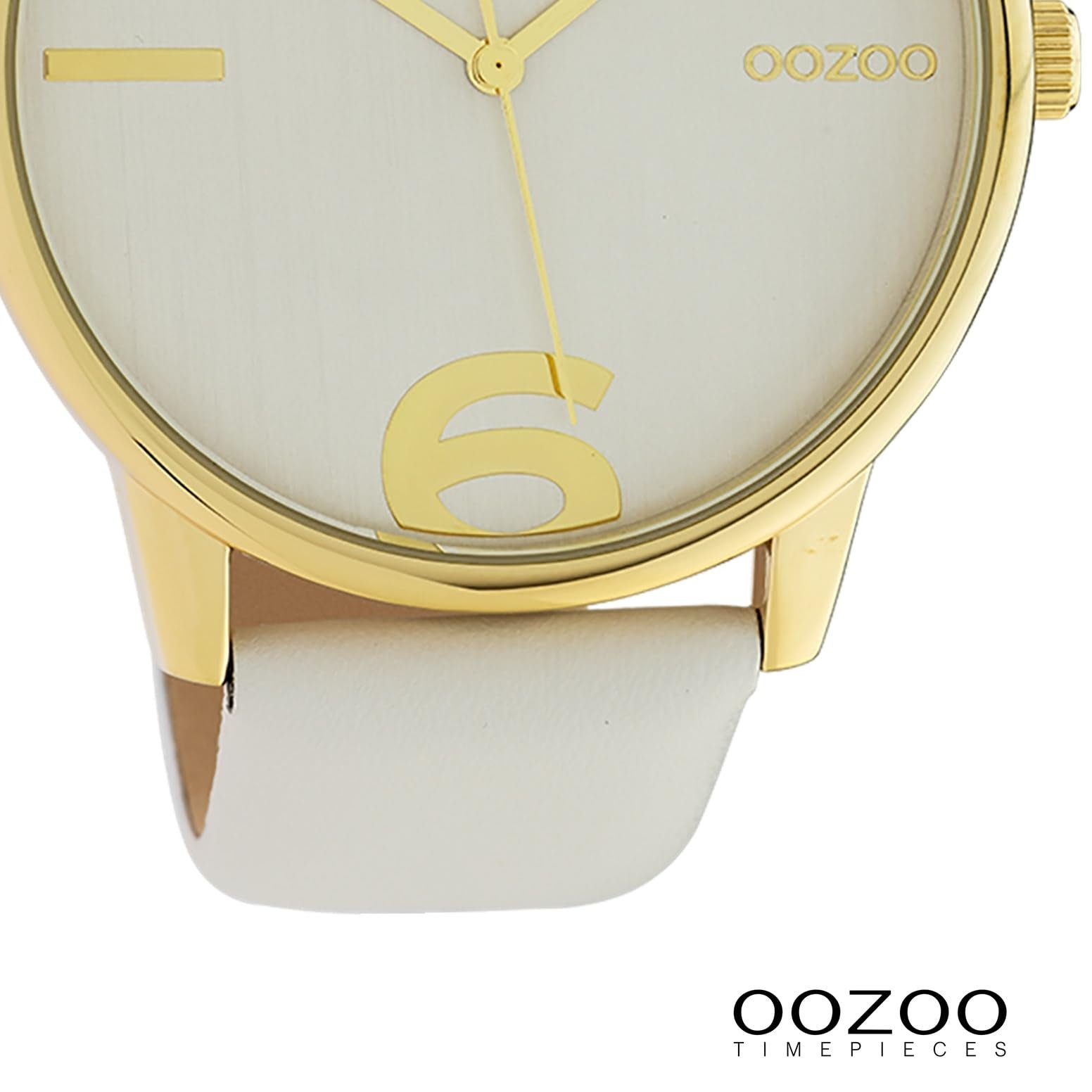 Женские часы Oozoo Ремешок кожаный 45 мм Золотой/Серебряный/Светло-серый C10370 Золотой-светло серый Ремешок, фото №3