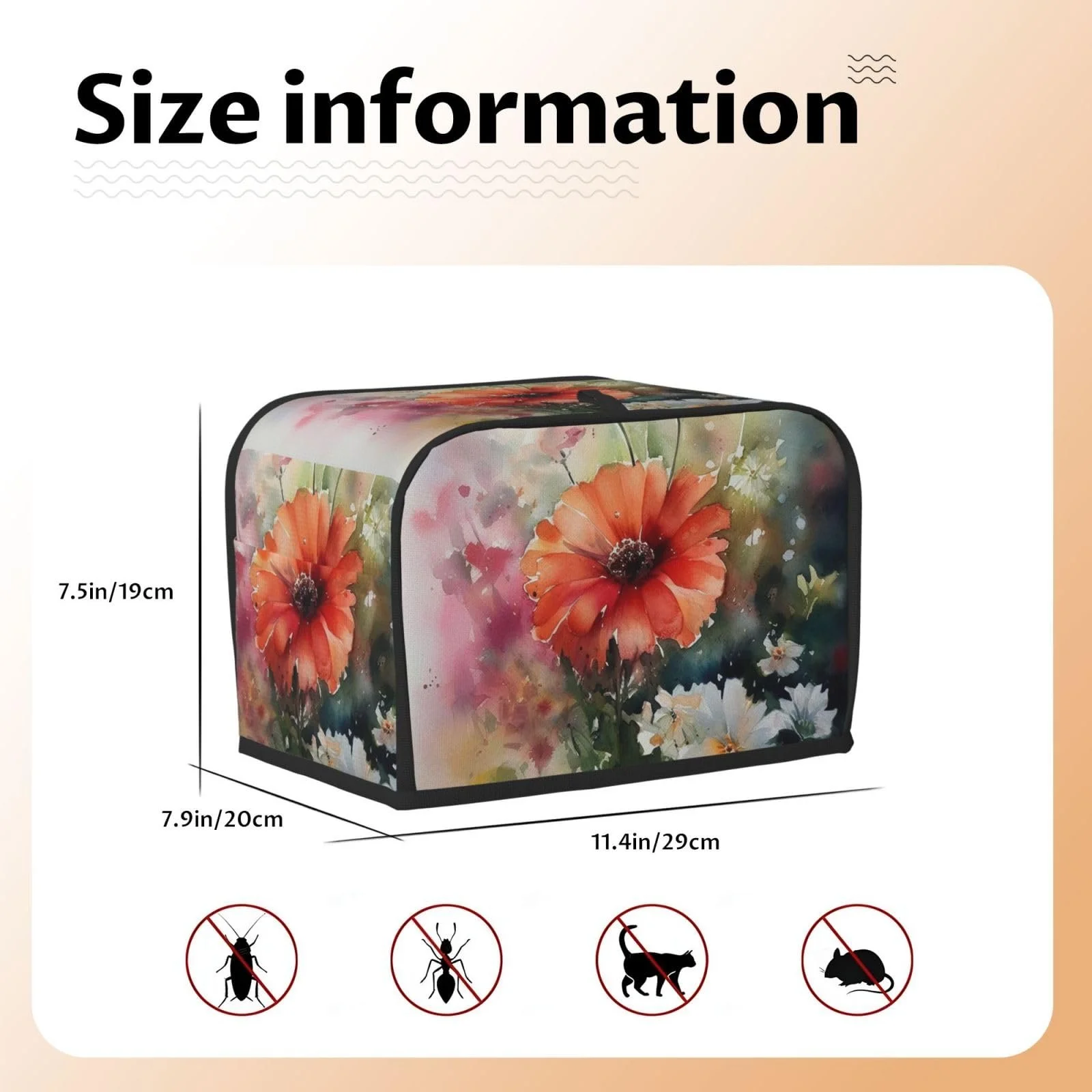 Чохол для тостера на 2 скибки З кишенями Акварельний малюнок, фото №2 Чохол для тостера на 2 скибки З кишенями Акварельний малюнок, фото №2