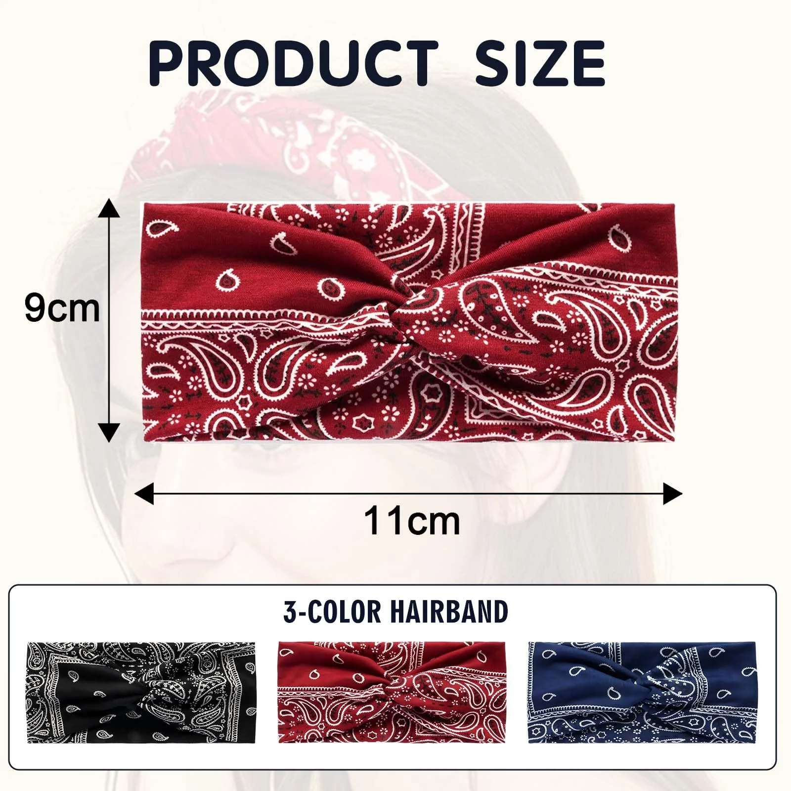 Пов'язка на голову Boho Xanthelle, набір 3 шт., фото №2