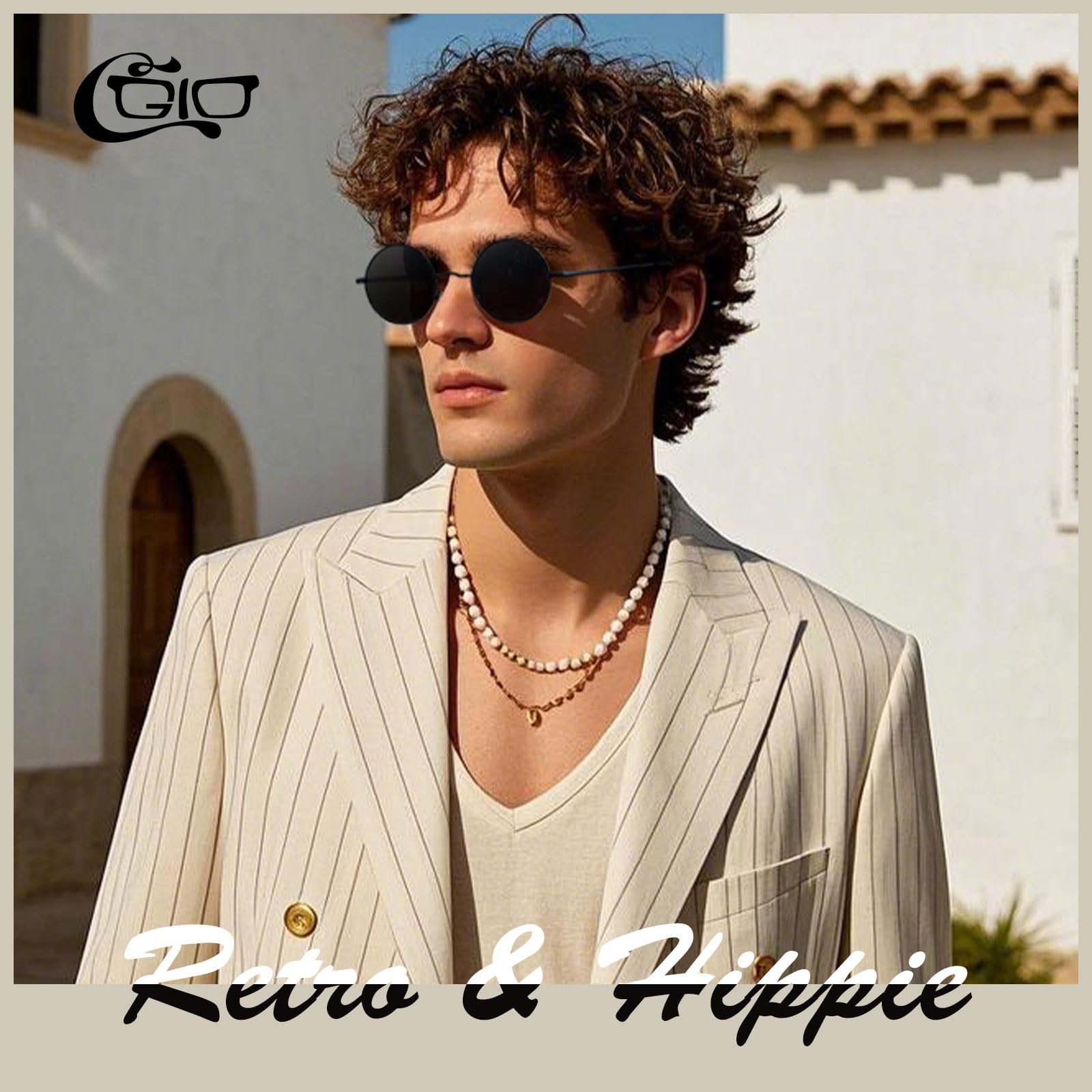 Солнцезащитные очки Круглые CGID E01 Ретро Винтаж John Lennon Вдохновенные Поляризованные с Металлической Оправой для Мужчин и Женщин, фото №3