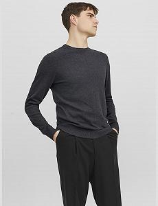 Чоловічий в'язаний джемпер JACK & JONES Однотонний в'язаний джемпер synthetic.ua - Фото 1