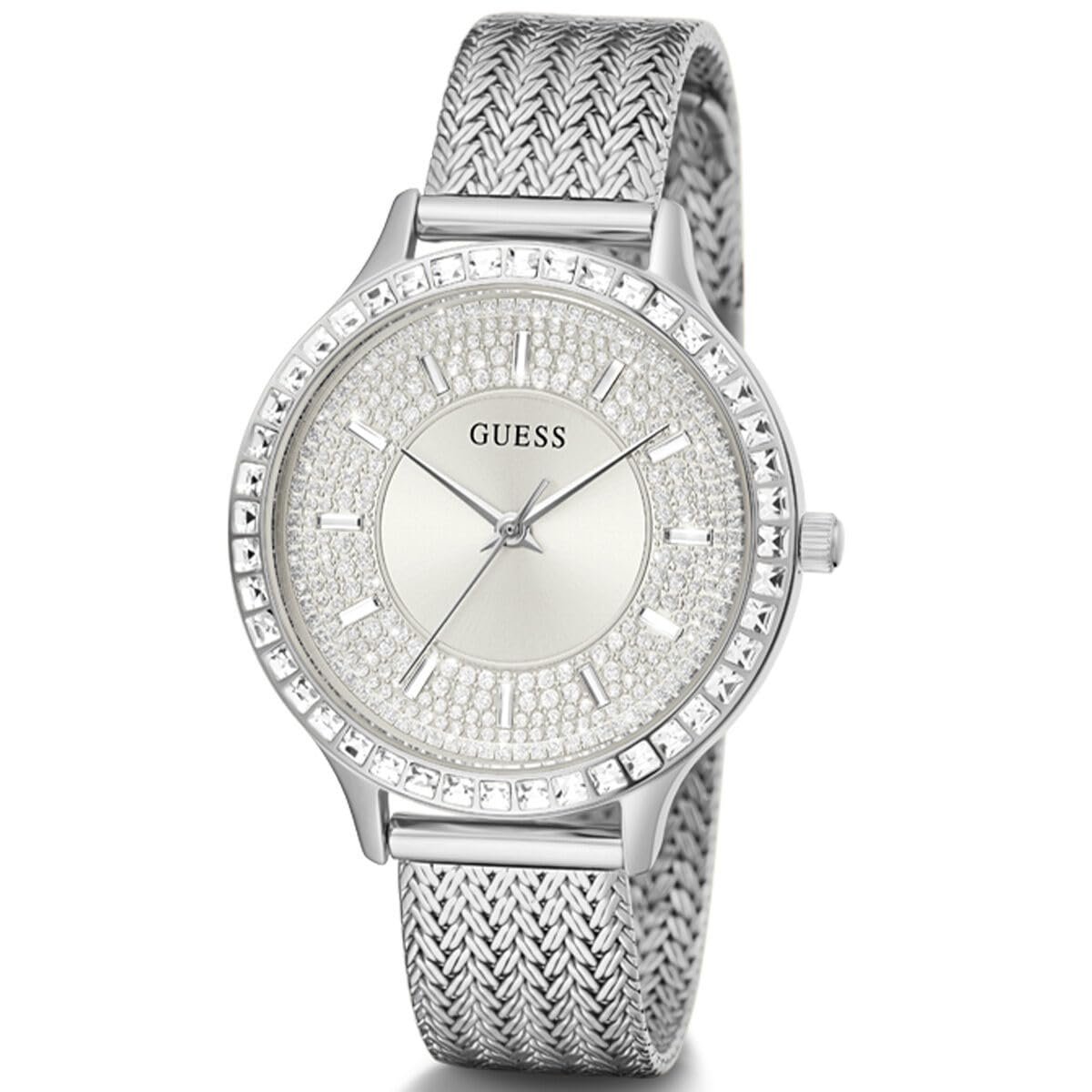 Часы наручные Guess серебристые сетчатые аналоговые, фото №2
