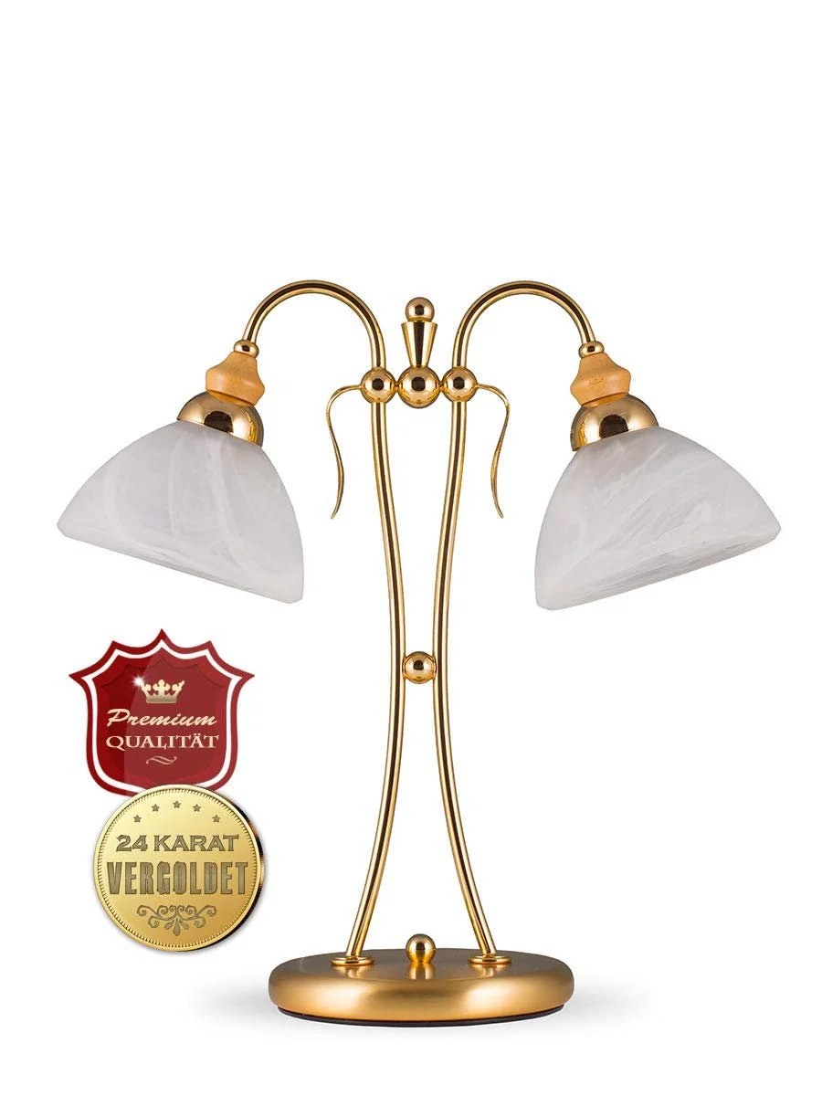 Настільна лампа 405048 Gold-Plated Large Beech Wood Classic 2xE27 Золота, фото №2