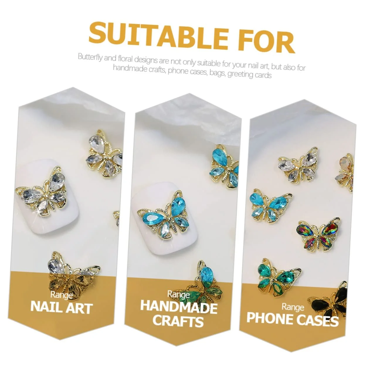 Підвіски для нігтів Healvian Набір. Метелик 3D, фото №2 Підвіски для нігтів Healvian Набір. Метелик 3D, фото №2