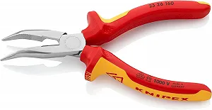 Плоскогубцы KNIPEX 25 26 160 с боковым резаком, радио плоскогубцы, хромированные, изолированные многокомпонентными рукоятками, протестированы VDE, 160 мм synthetic.ua - Фото 1