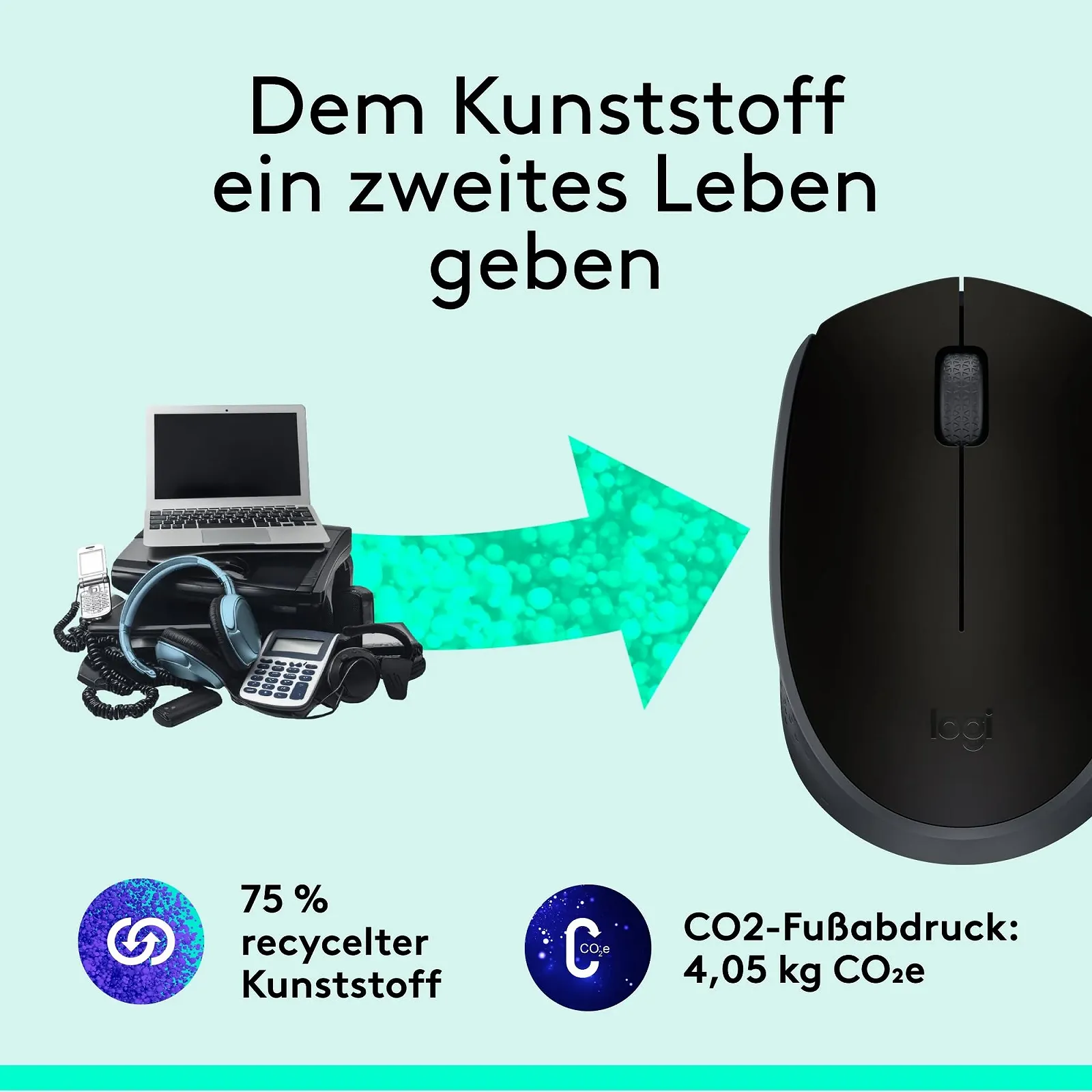 Миша Бездротова Logitech M170, 2.4 GHz, оптичний сенсор, 3 кнопки, для лівої та правої руки, чорна, фото №4