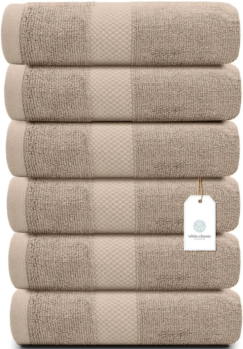 Набір рушників White Classic Luxury Egyptian Cotton 16" x 30" 6 шт. Taupe, фото №1