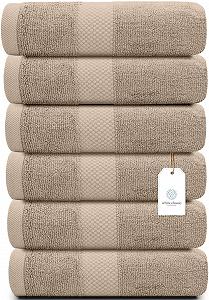 Набір рушників White Classic Luxury Egyptian Cotton 16" x 30" 6 шт. Taupe - Фото 1