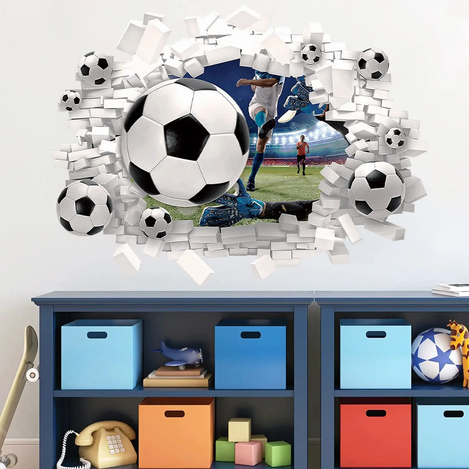 Наклейка на стіну HPNIUB 3D Football Breakthrough 70 x 55 см Кольоровий, фото №2