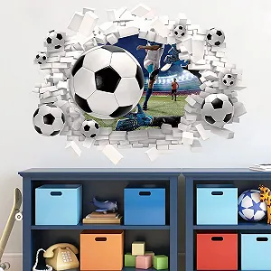 Наклейка на стіну HPNIUB 3D Football Breakthrough 70 x 55 см Кольоровий synthetic.ua - Фото 1