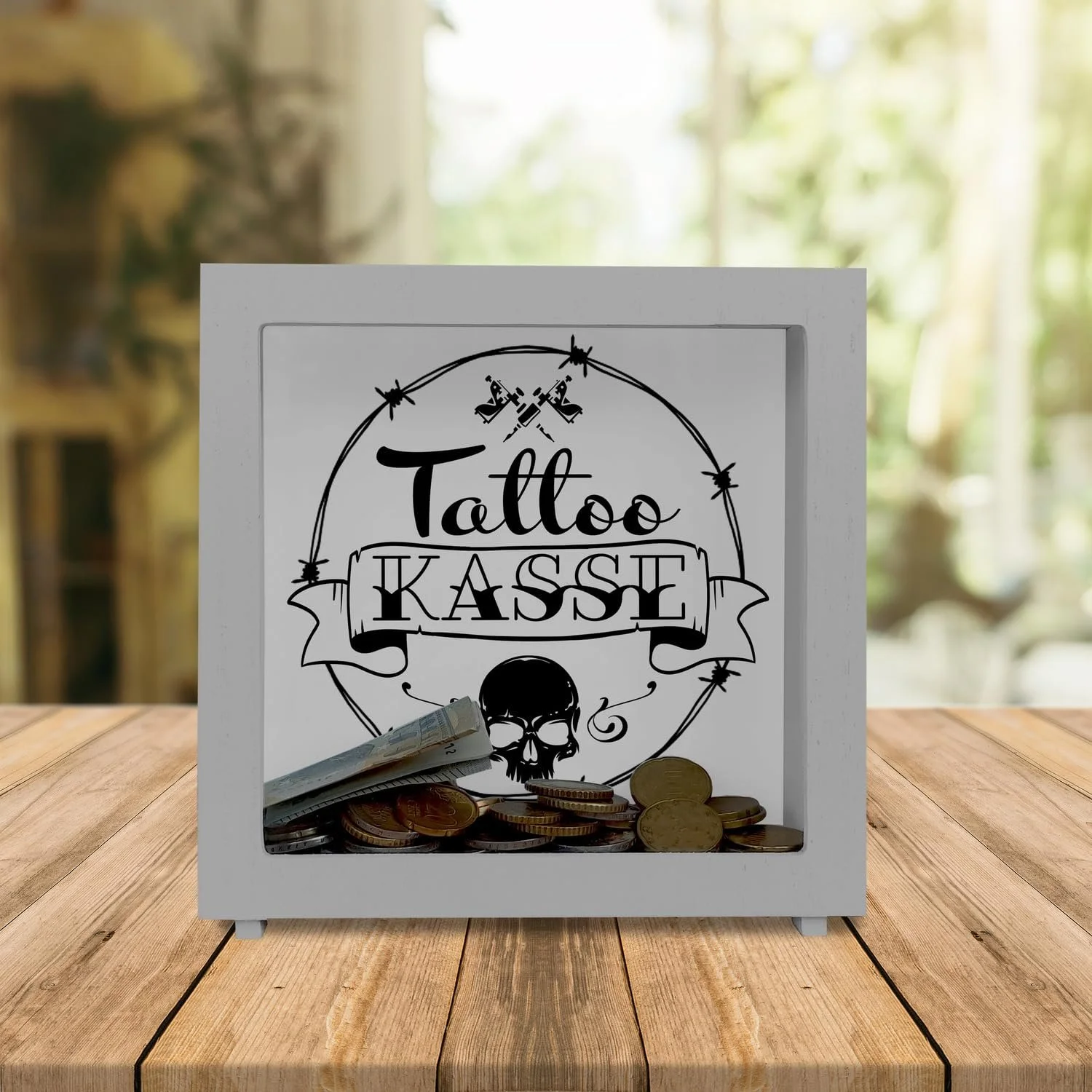 Скарбничка для грошей Tattoo Cash Тату-мотиви Дерев'яна рамка, фото №2