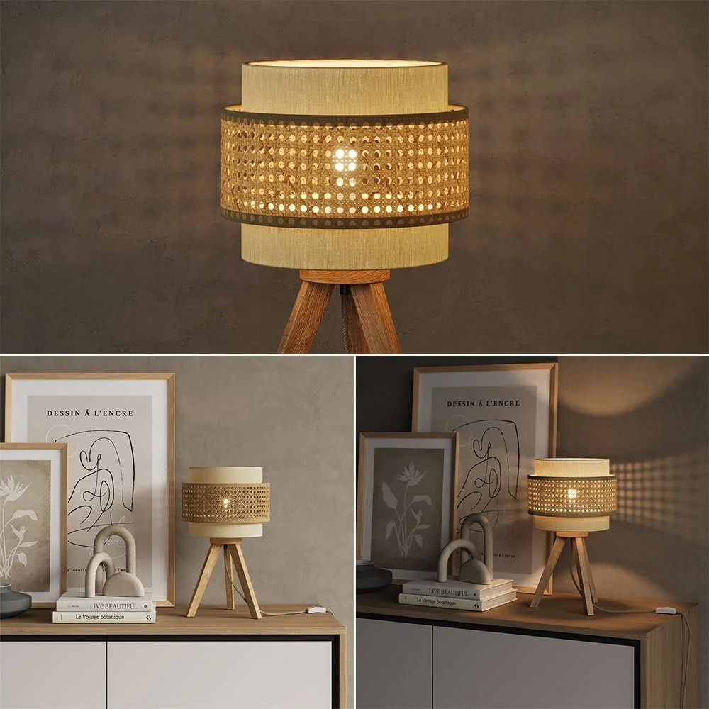 Настільна лампа Vicco Morten Ротанг Дерево Кремова 26 x 45 см E27, фото №5