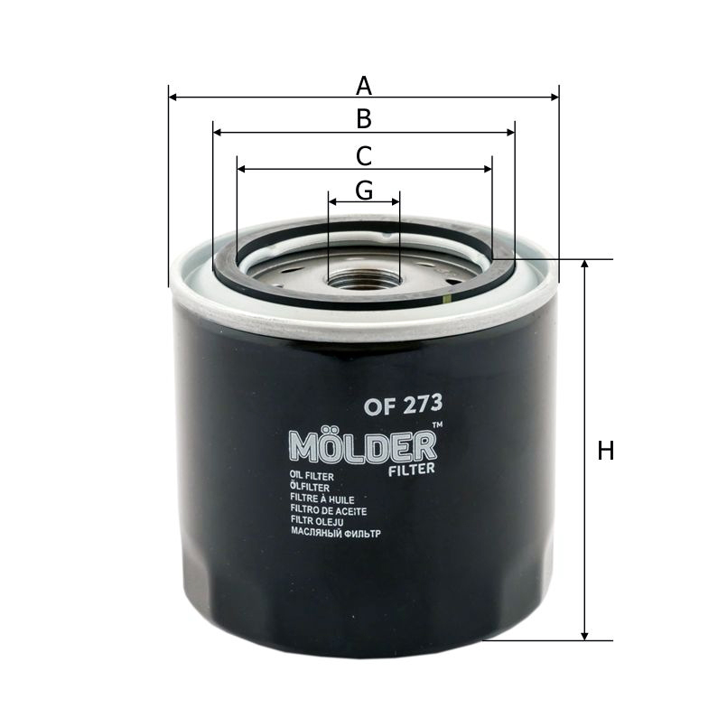 Фильтр масляный Molder Filter OF 273 WL7067 OC383 W7172, фото №2