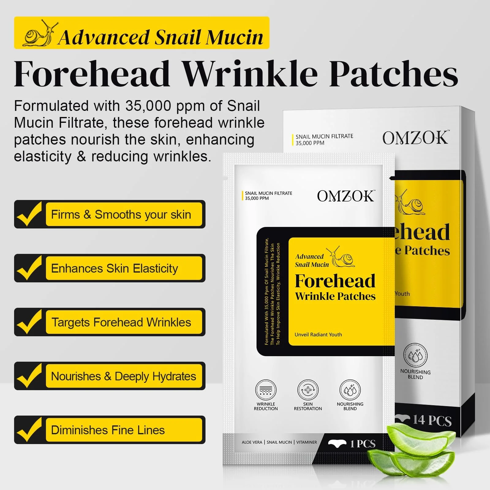 Пластир для чола проти зморшок з муцином равлика для розгладження дрібних ліній і зморшок, 14 шт, фото №4