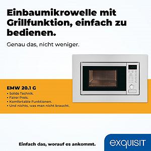 Микроволновая печь Exquisit EMW 20.1G Встраиваемая 20 л 800 Вт Нержавеющая сталь synthetic.ua - Фото 1