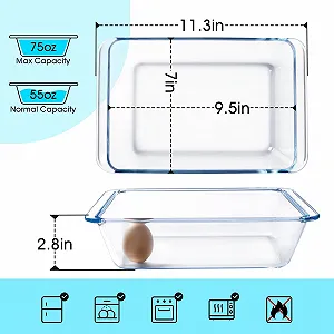 Форма для запекания NUTRIUPS стеклянная прямоугольная глубокая 24 x 17 x 7 см 2,3 л synthetic.ua - Фото 1