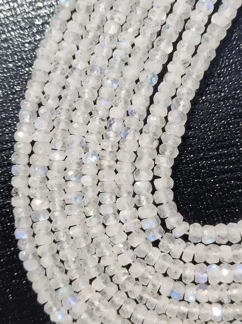 Лунный Камень Радужный Бусины-рондель граненые 4.5-5 мм, нить длиной 33 см, бусины из драгоценных камней для изготовления ювелирных изделий для ожерелья, браслета, фото №3