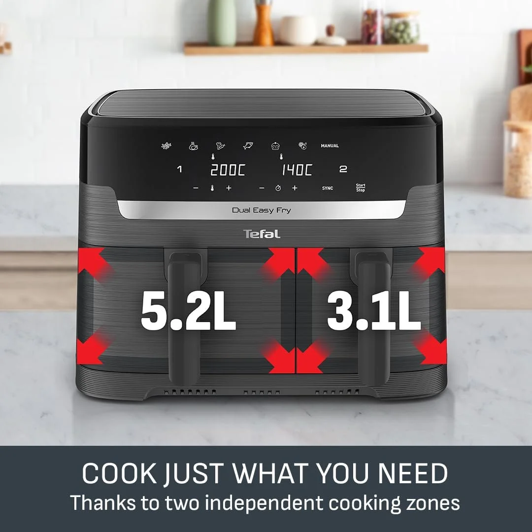 Мультипечь Tefal Easy Fry Digital Double Zone 2 ящика 8.3 л 8 в 1 антипригарная Extra Crispy, фото №2 Мультипечь Tefal Easy Fry Digital Double Zone 2 ящика 8.3 л 8 в 1 антипригарная Extra Crispy, фото №2