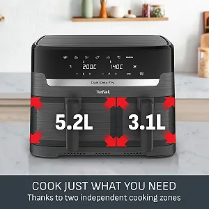 Мультипечь Tefal Easy Fry Digital Double Zone 2 ящика 8.3 л 8 в 1 антипригарная Extra Crispy synthetic.ua - Фото 1