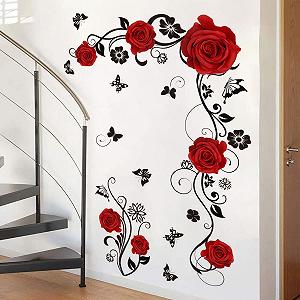 Наклейка на стіну HGDESIGN Red Roses Flower Tendril Червона - Фото 1