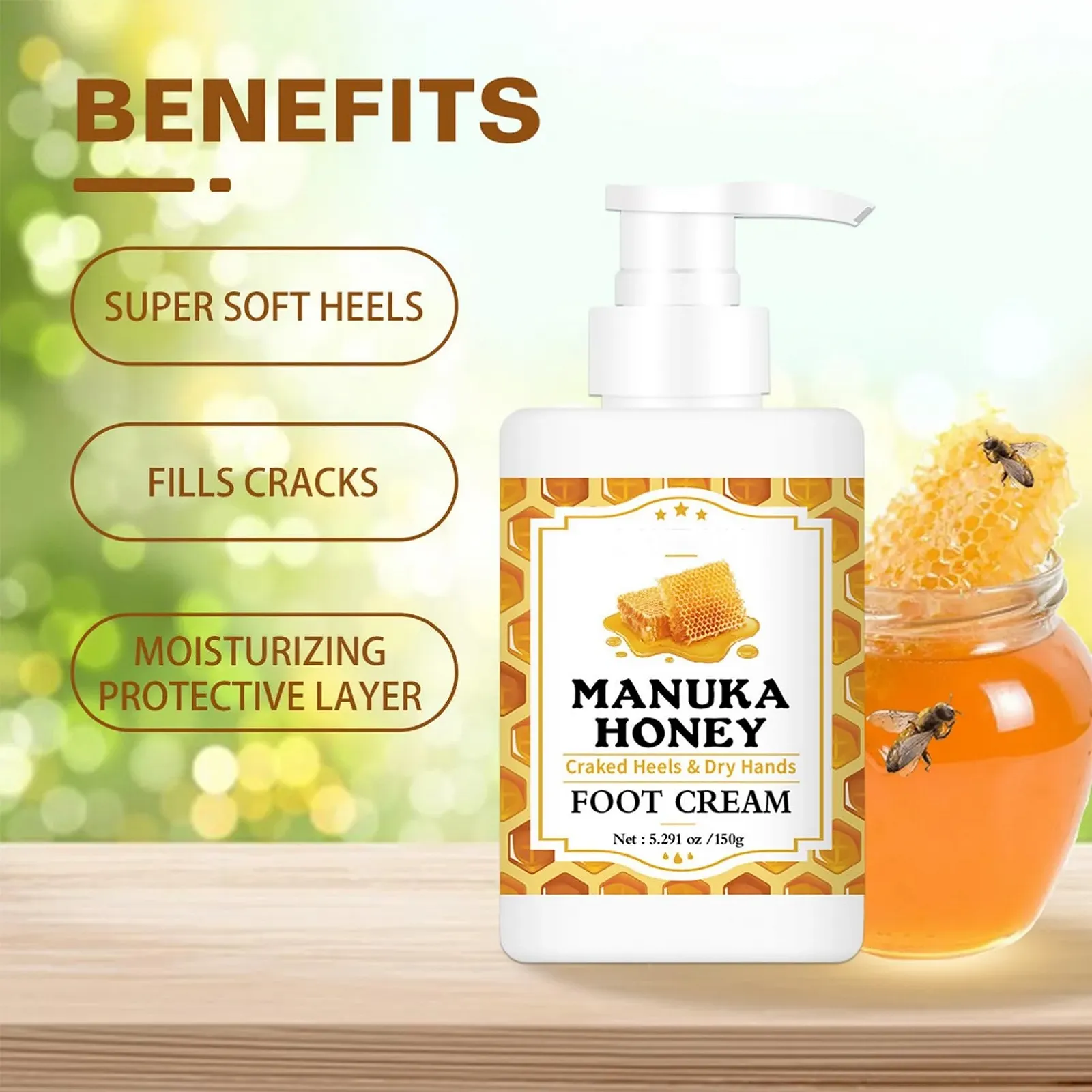 Увлажняющий крем для ног Honey Hydrating для предотвращения мозолей и трещин 150 г, фото №4