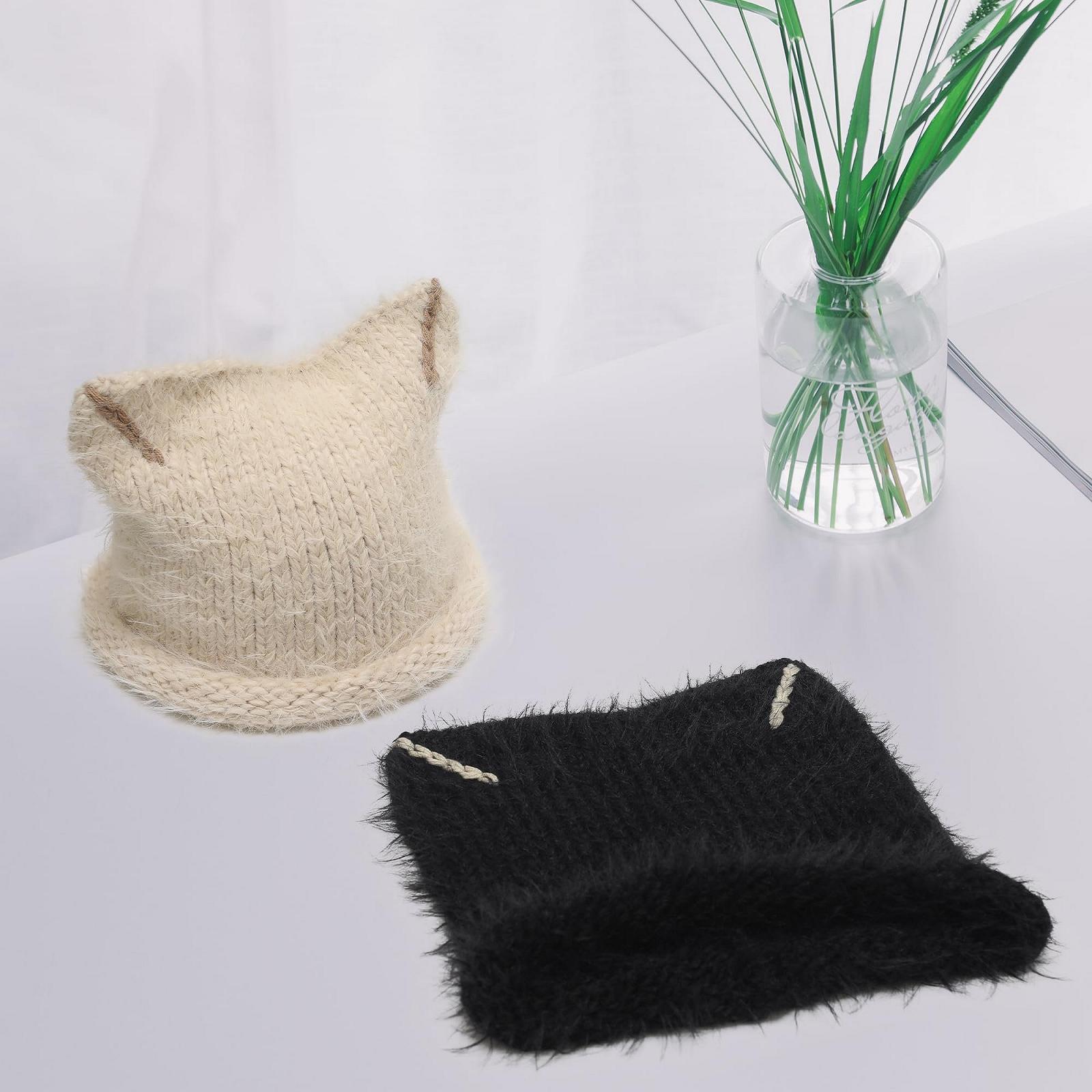 В'язана шапка з котячими вушками ZLYC Slouchy Grunge Мила зимова, фото №7