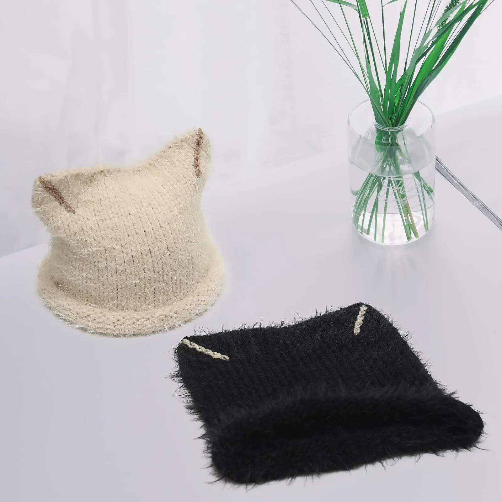 Вязаная шапка с кошачьими ушками ZLYC Slouchy Grunge Милая зимняя, фото №7 Вязаная шапка с кошачьими ушками ZLYC Slouchy Grunge Милая зимняя, фото №7