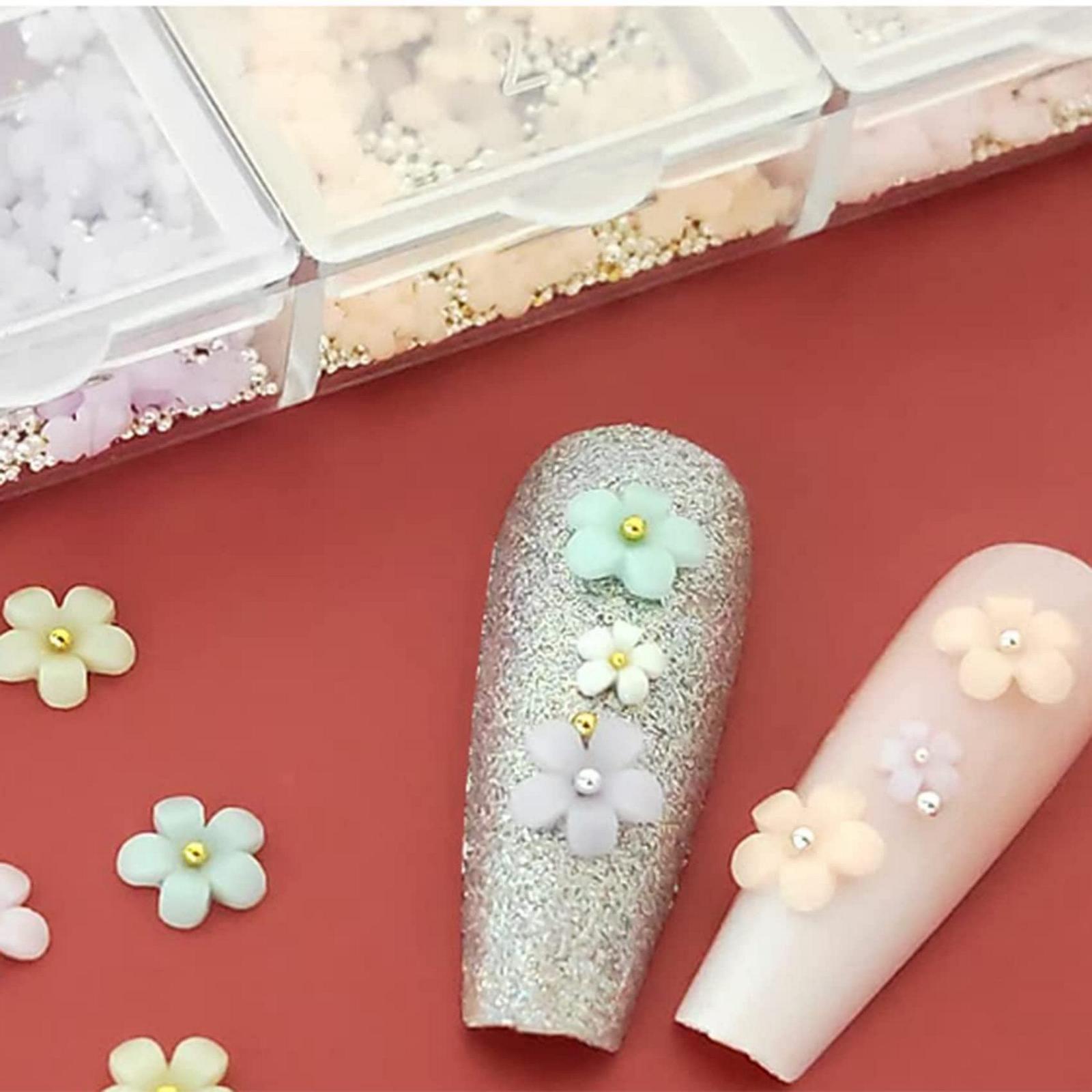 3D Цветок TsoLay, украшения для ногтей, 6 ячеек, 3D акриловые стразы для ногтей, светлые бусины для ногтей, DIY украшения для ногтей, фото №6