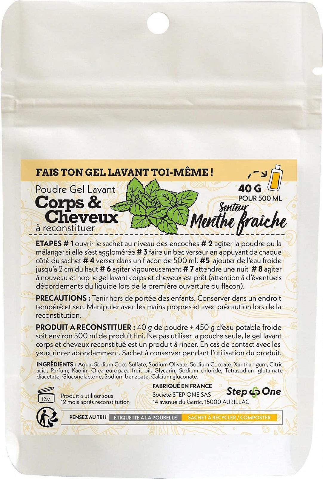 Шампунь и гель для душа 2 в 1 STEP ONE Fresh Mint порошок 40 г, фото №1