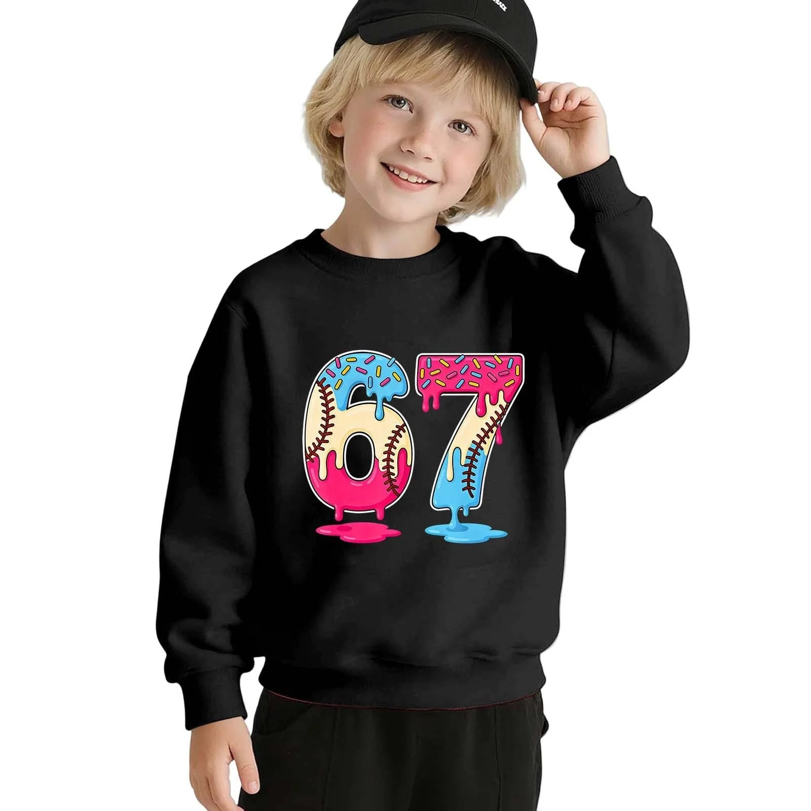 Пуловер для дівчинки, 122, з довгими рукавами, з круглим вирізом, повсякденний, з принтом, м'який, зручний матеріал, фото №4