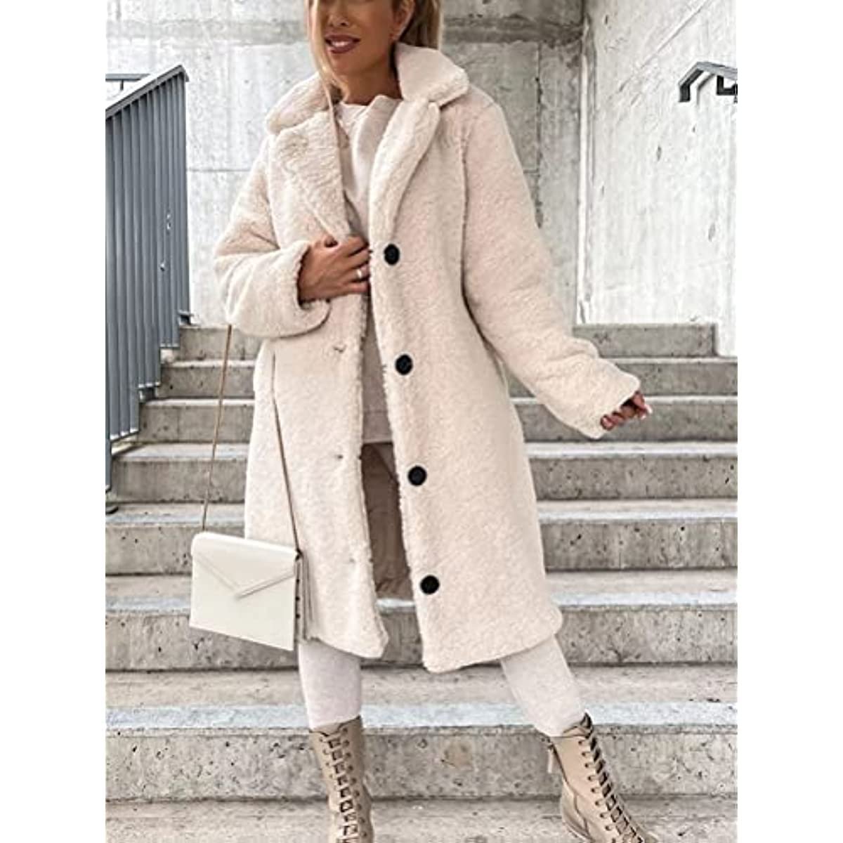 Жіноча довга флісова куртка, пальто-тренч на ґудзиках з довгими рукавами, шерстяне з лацканами, фото №5 Жіноча довга флісова куртка, пальто-тренч на ґудзиках з довгими рукавами, шерстяне з лацканами, фото №5