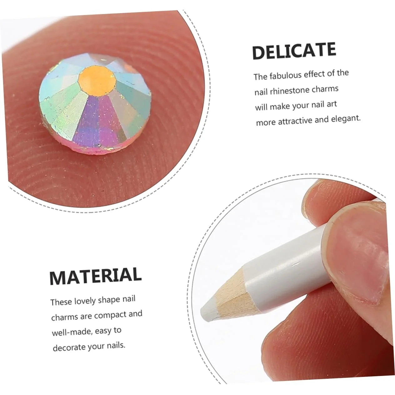 Набір прикрас для нігтів 12 Grid Круглий скляний з плоскою задньою частиною, фото №8