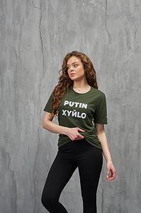 Футболка женская PUTIN XYЙLO хаки synthetic.ua - Фото 1