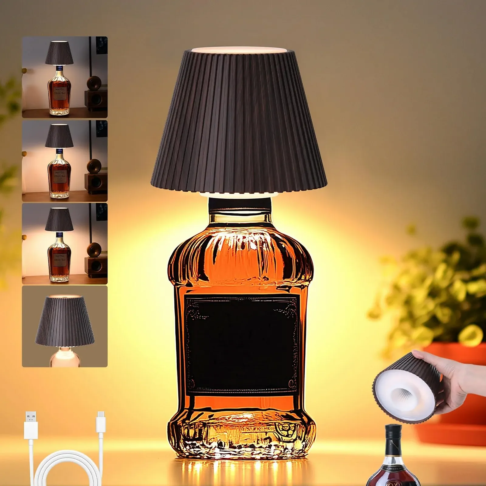 Бездротова настільна лампа для пляшок SMARTERIOR Акумуляторна Сенсорна IP54 3 кольори світла, фото №1