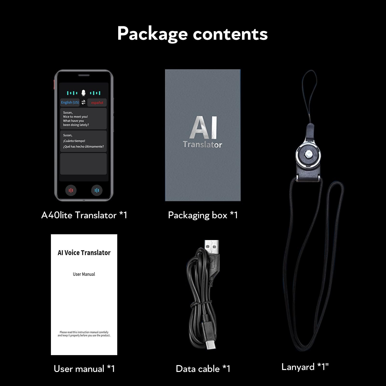 Перекладач A40, Голосовий AI з 5-дюймовим екраном, Фотопереклад 8 Mп, 139 мов, фото №7