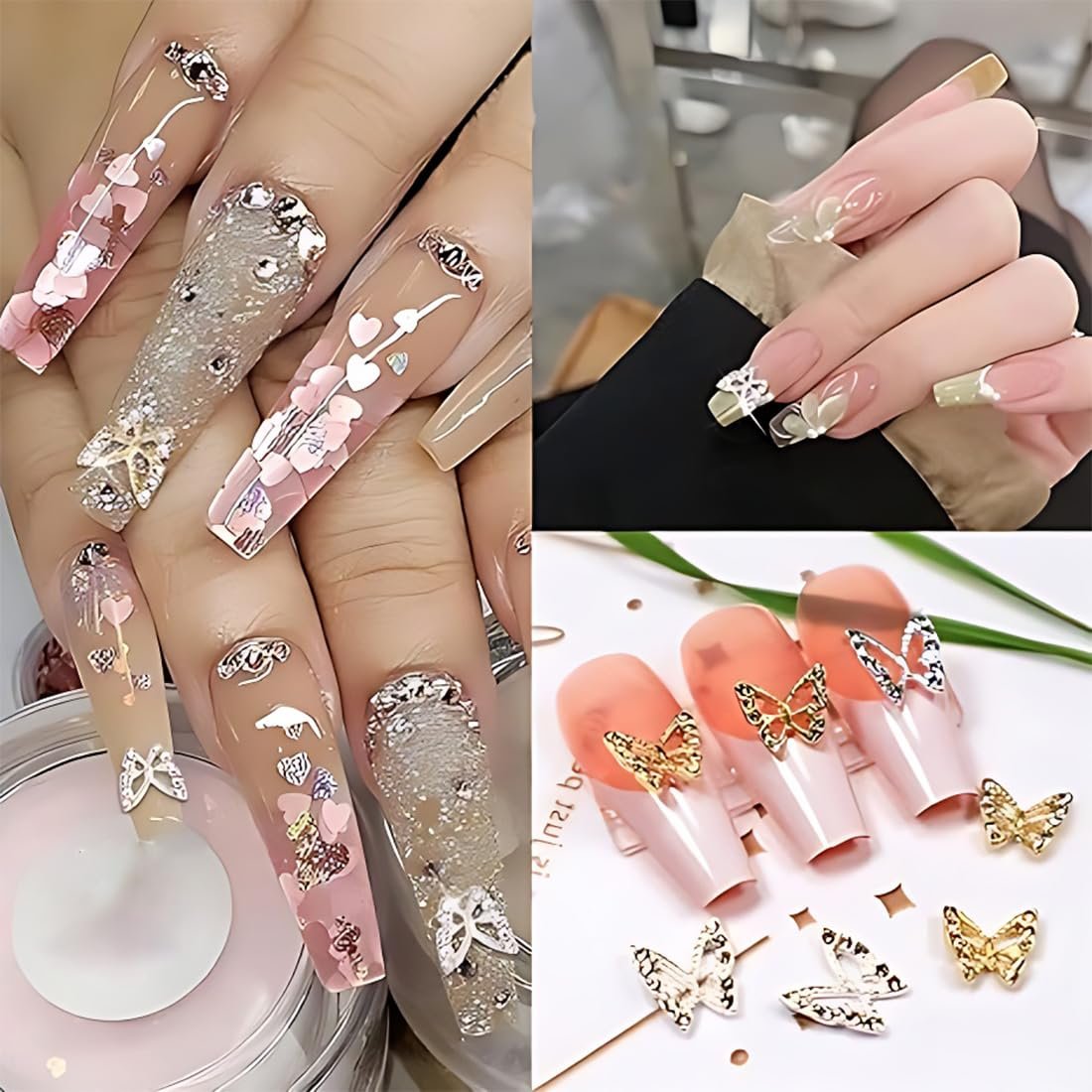 Шармы для ногтей Бабочки из сплава, 20 шт, серебристые, металлические, подвески для дизайна ногтей, стразы для ногтей, ювелирные изделия для ногтей, фото №5