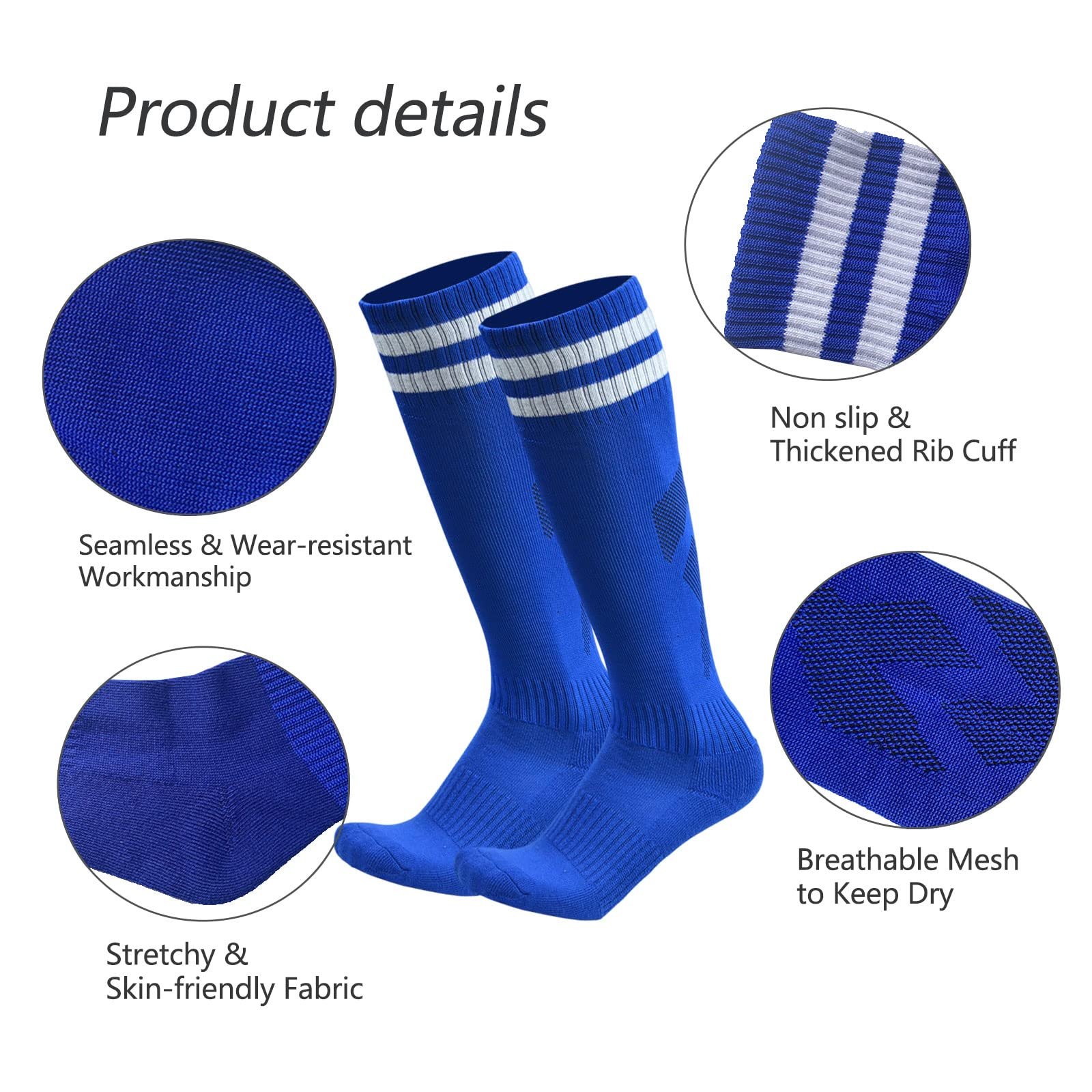 Футбольные носки (6 пар) Цветные Эластичные Компрессионные Высокие носки-гольфы для футбола Спортивные Атлетические Длинные носки для мужчин, женщин, подростков, фото №3 Футбольные носки (6 пар) Цветные Эластичные Компрессионные Высокие носки-гольфы для футбола Спортивные Атлетические Длинные носки для мужчин, женщин, подростков, фото №3