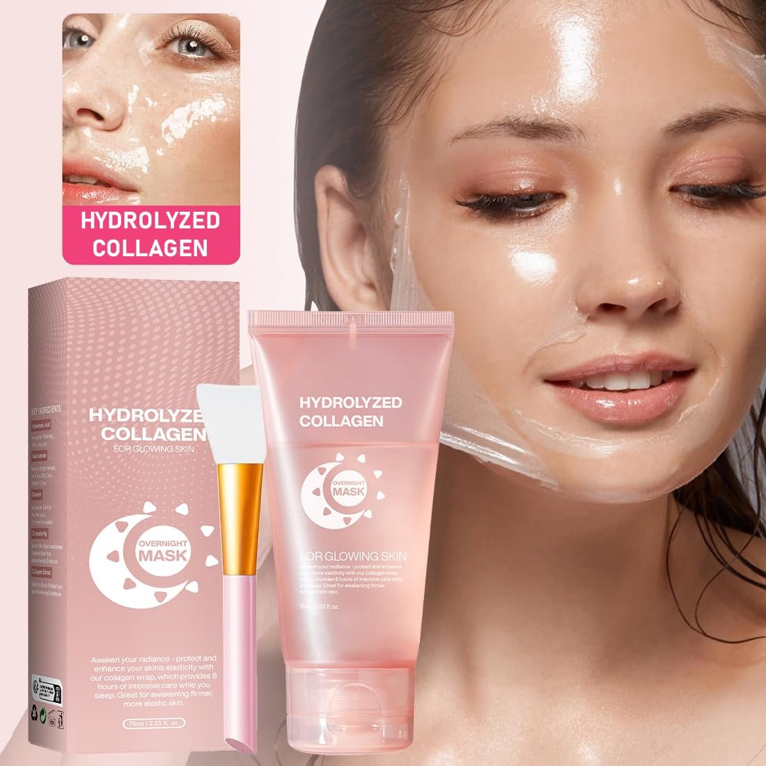 Нічна маска для обличчя з колагеном Collagen Overnight, нічний пілінг, маска-плівка з колагеном для всіх типів шкіри, фото №6