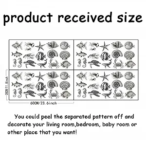 Наклейки на стіну SUPERDANT Sea Life Sketch Style 60 шт. чорні synthetic.ua - Фото 1