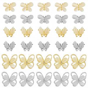 Підвіски для нігтів Котяче око Метелик, 6 стилів, зроблені зі сплаву, аксесуари зі смоли для DIY манікюру - Фото 1