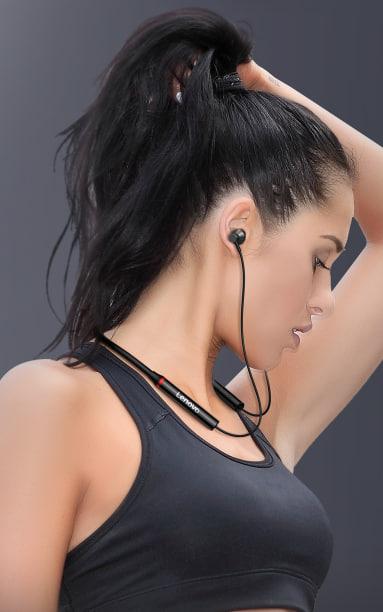 Беспроводные спортивные наушники на шею Lenovo HEO 5X II Белые, фото №3